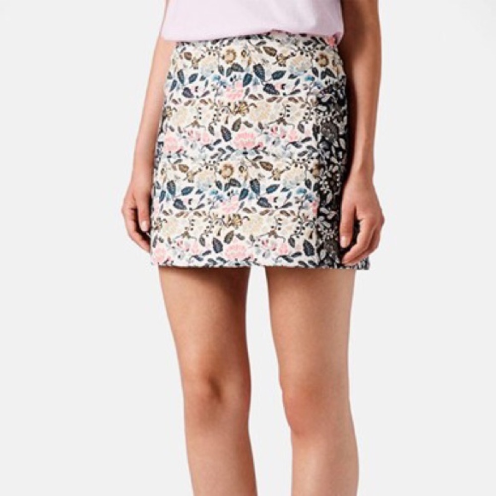 EUC Topshop Garden Floral Jacquard Skirt Size 10